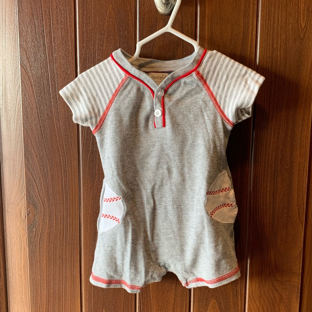 mud pie 3-6 month baseball body suit